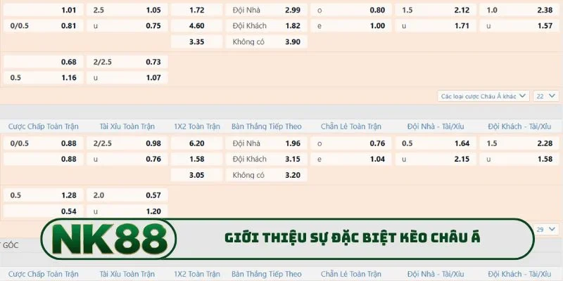 Giới thiệu sự đặc biệt kèo châu Á